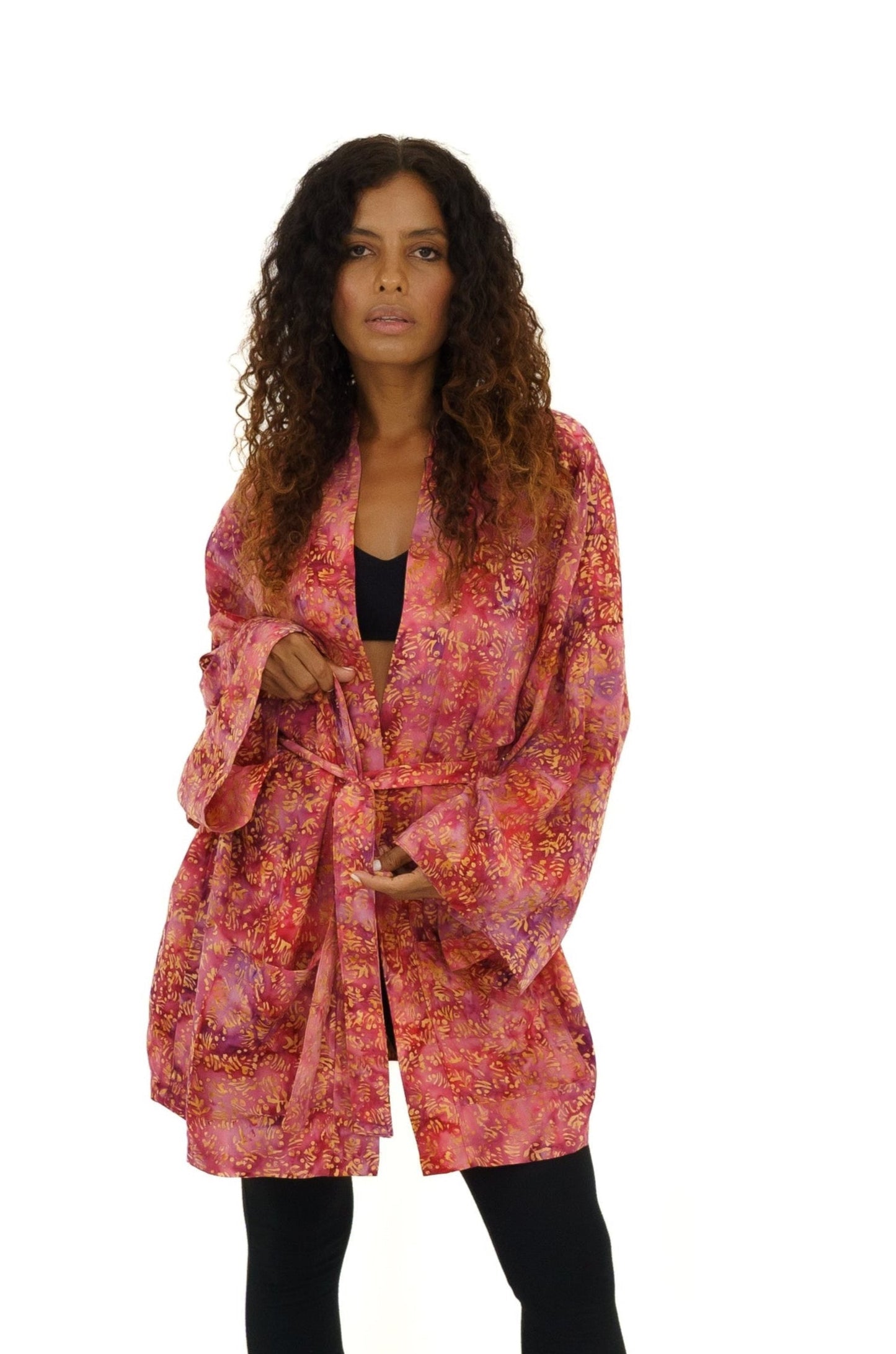 Short Red-Gold handmade Kimono