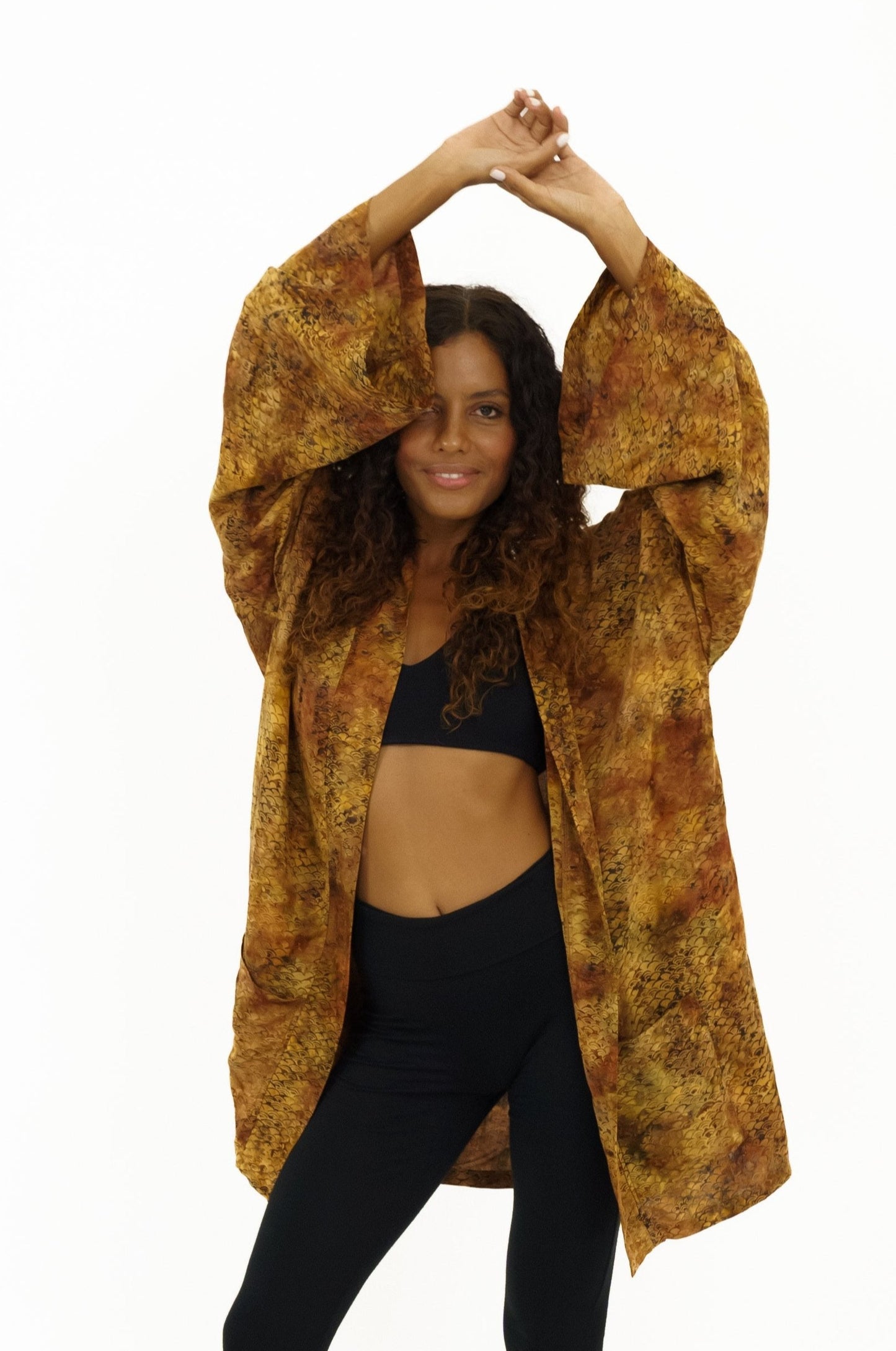 Short Mermaid-Brown handmade Kimono