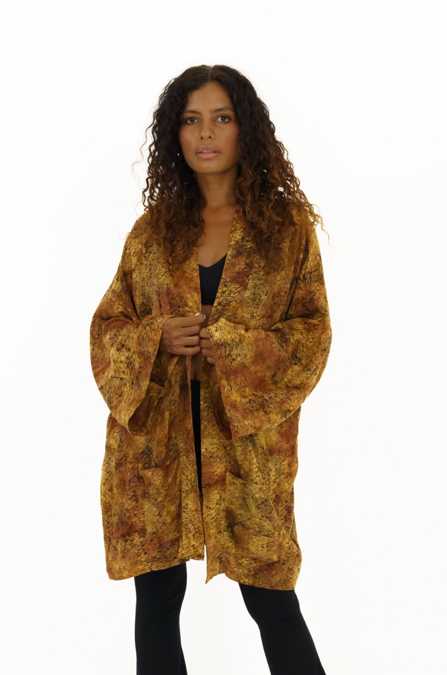 Short Mermaid-Brown handmade Kimono