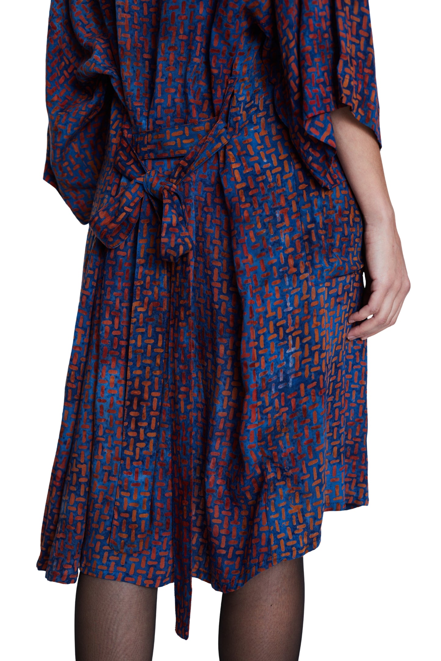 Long Blue-Orange handmade Kimono
