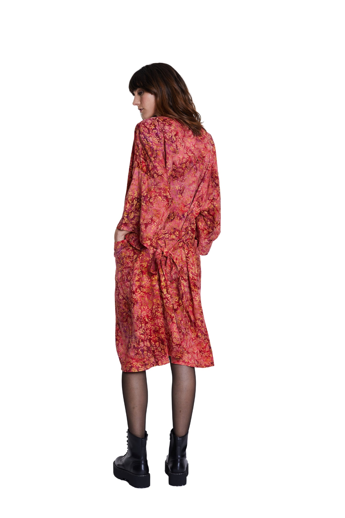 Long Red-Gold handmade Kimono