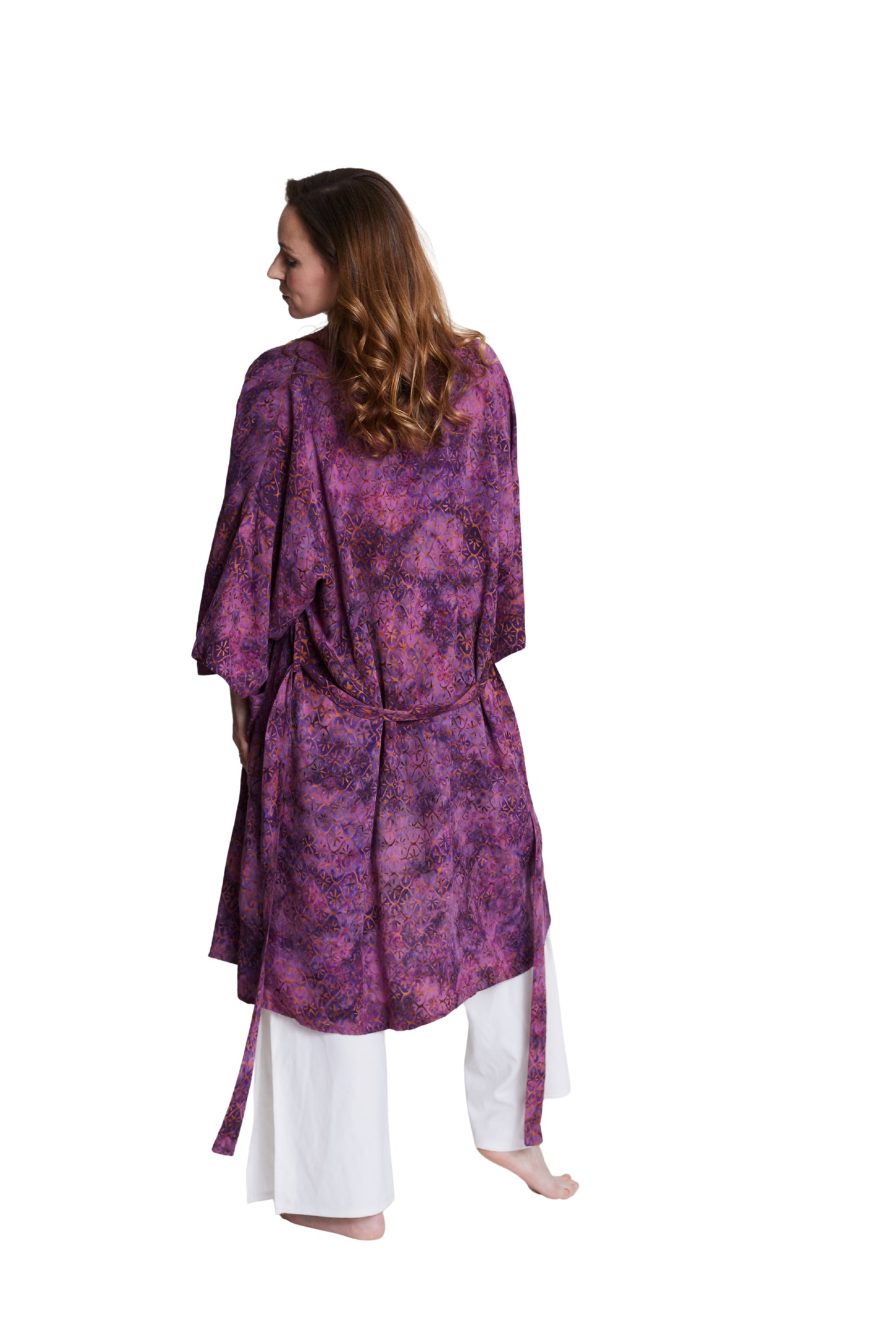 Long Purple-Gold handmade Kimono