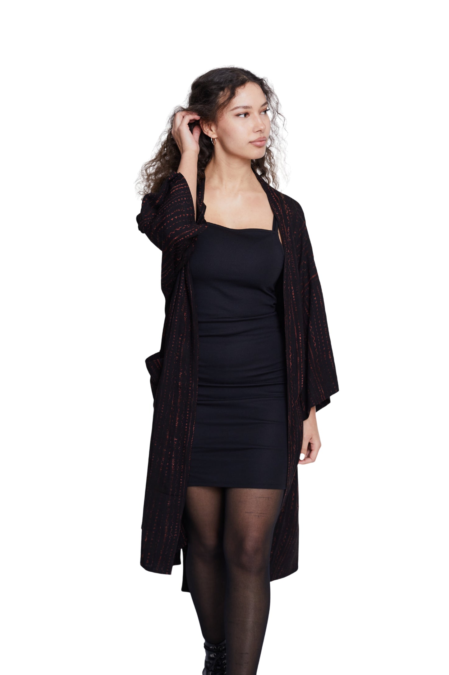 Long Brown-Stripes handmade Kimono