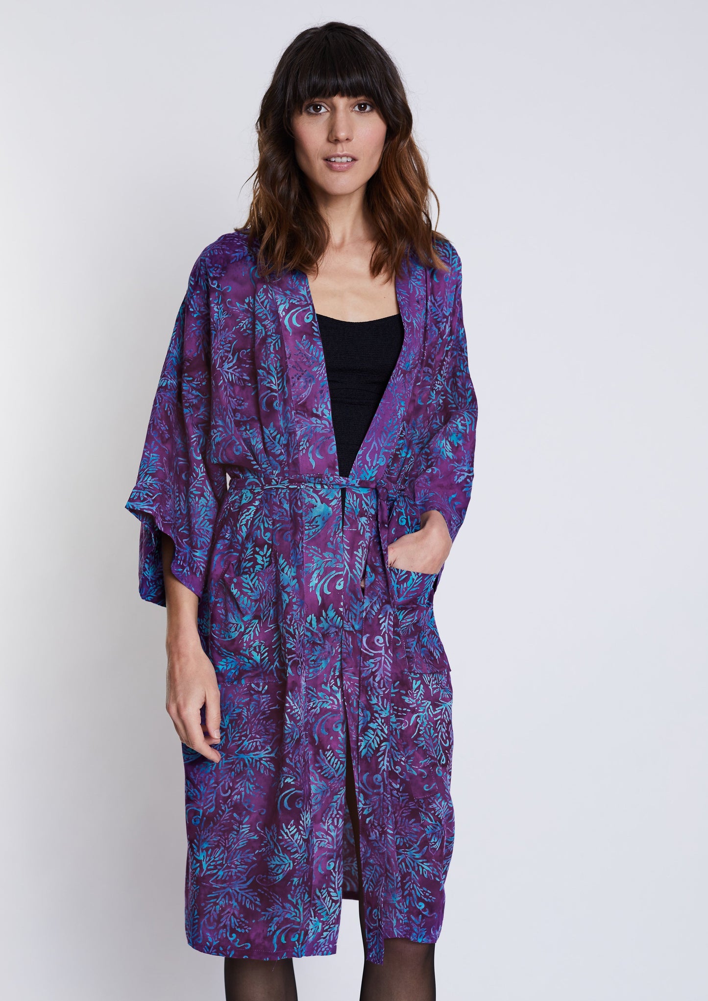 Long Purple-Blue handmade Kimono