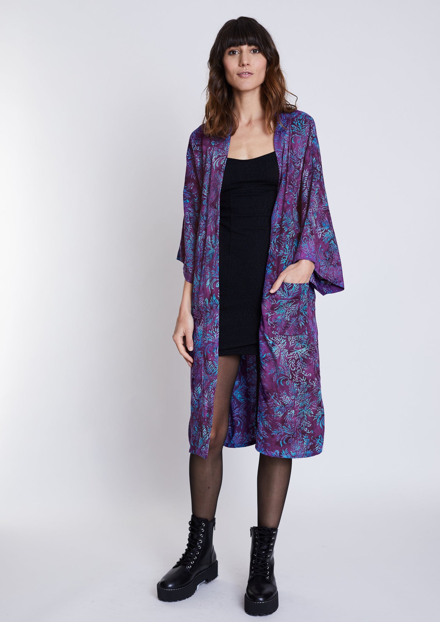 Long Purple-Blue handmade Kimono