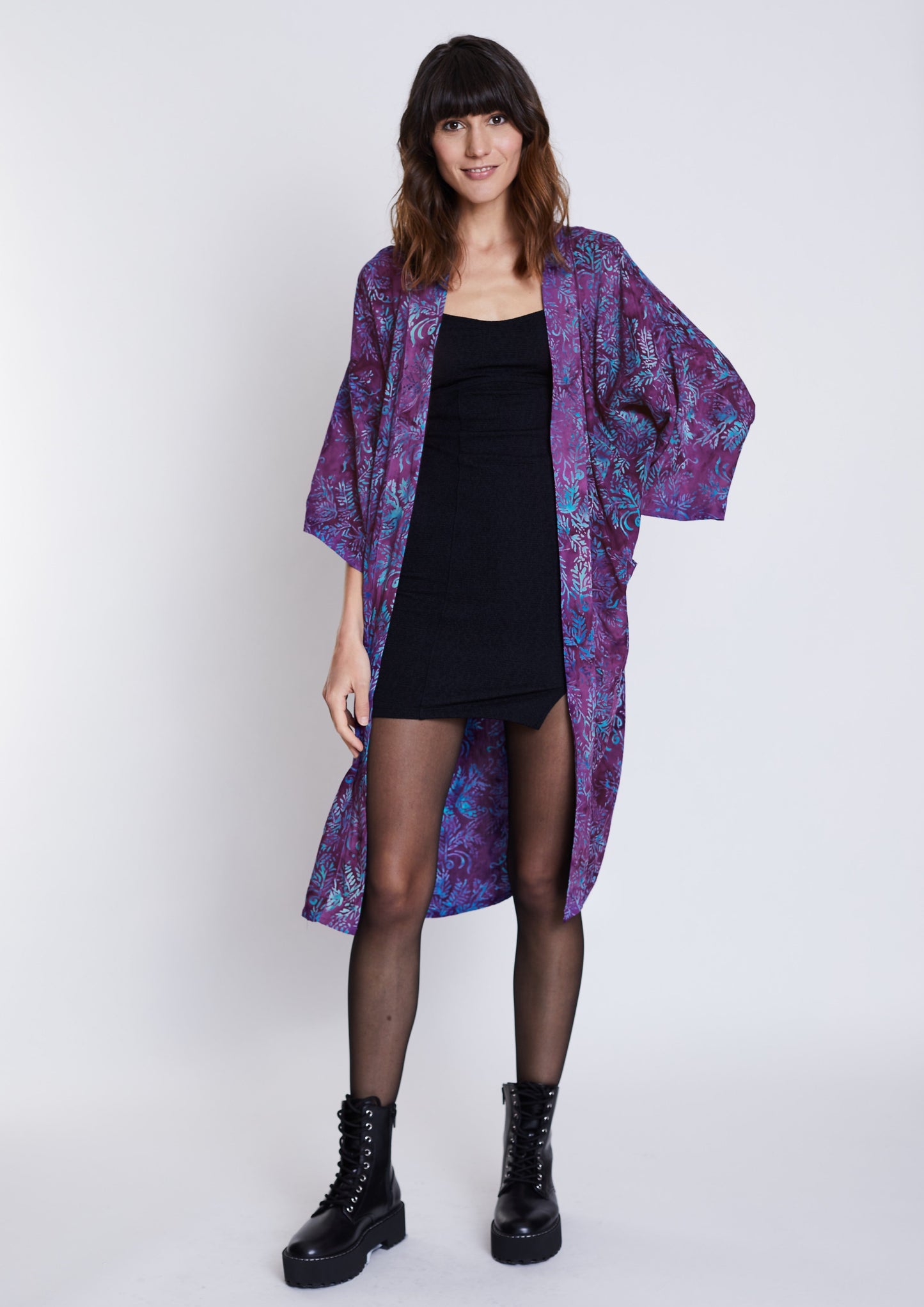 Long Purple-Blue handmade Kimono