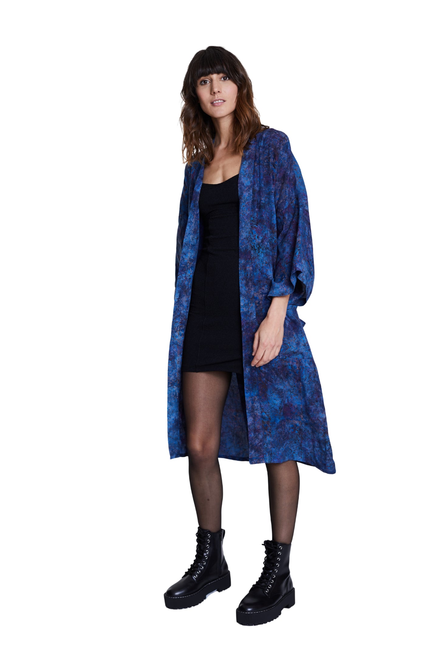 Long Midnight-Blue handmade Kimono