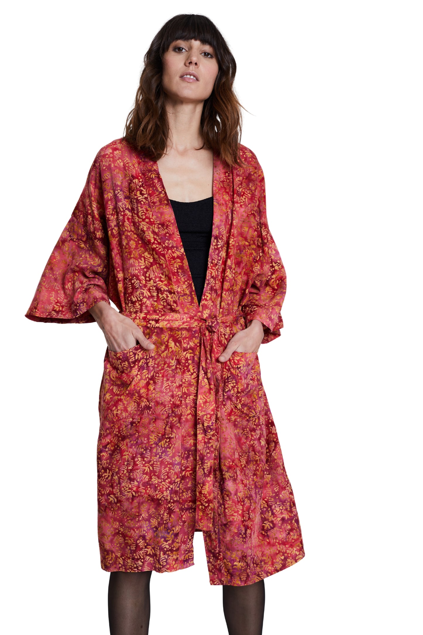 Long Red-Gold handmade Kimono