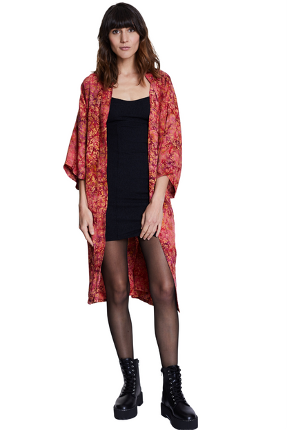 Long Red-Gold handmade Kimono