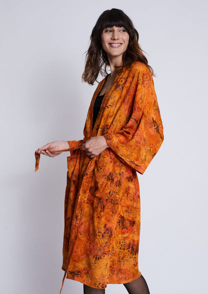 Langer Sunset-Orange handmade Kimono