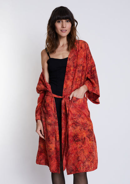 Langer Fire-Red handmade Kimono