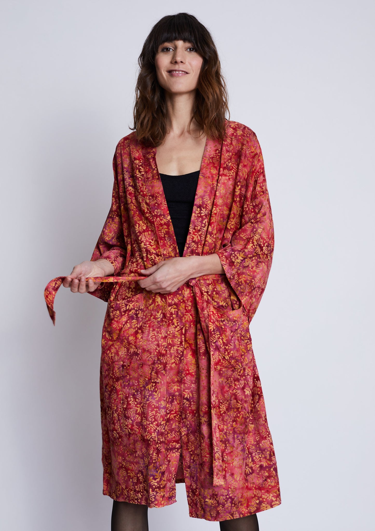 Long Red-Gold handmade Kimono