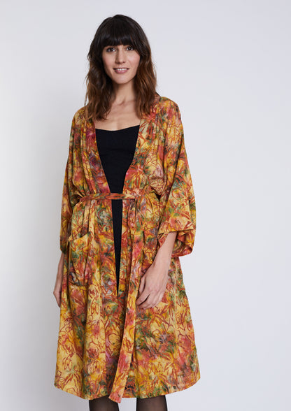 Long Multicolour-Yellow handmade Kimono