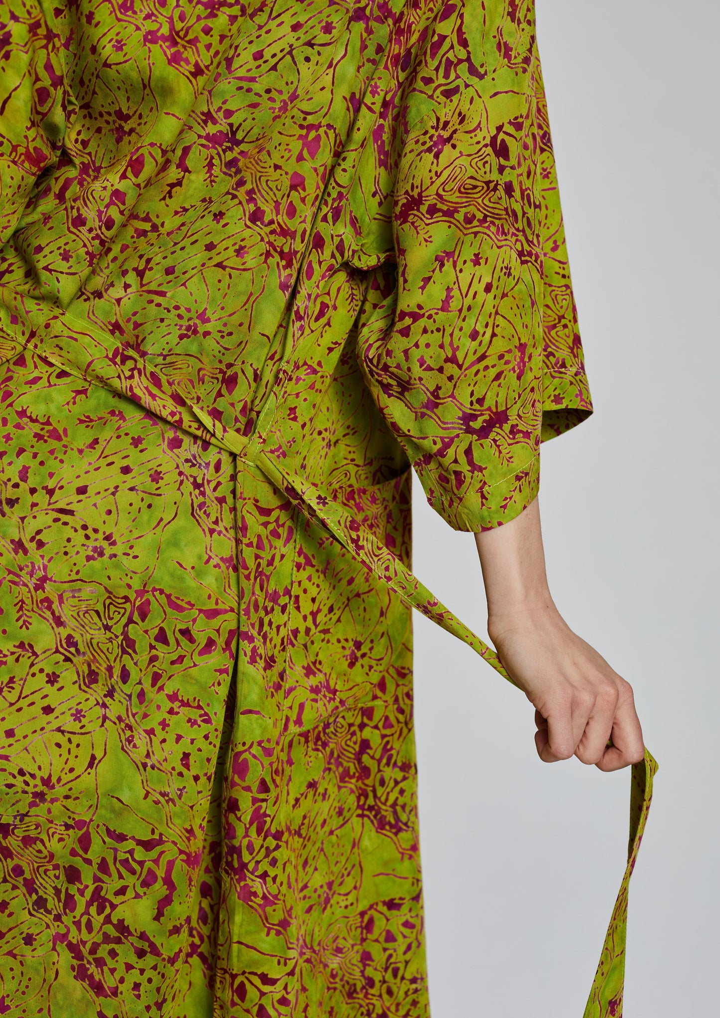 Long Green-Pink handmade Kimono