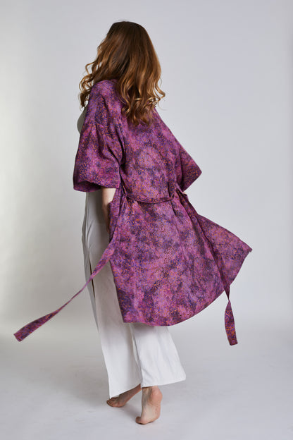 Long Purple-Gold handmade Kimono