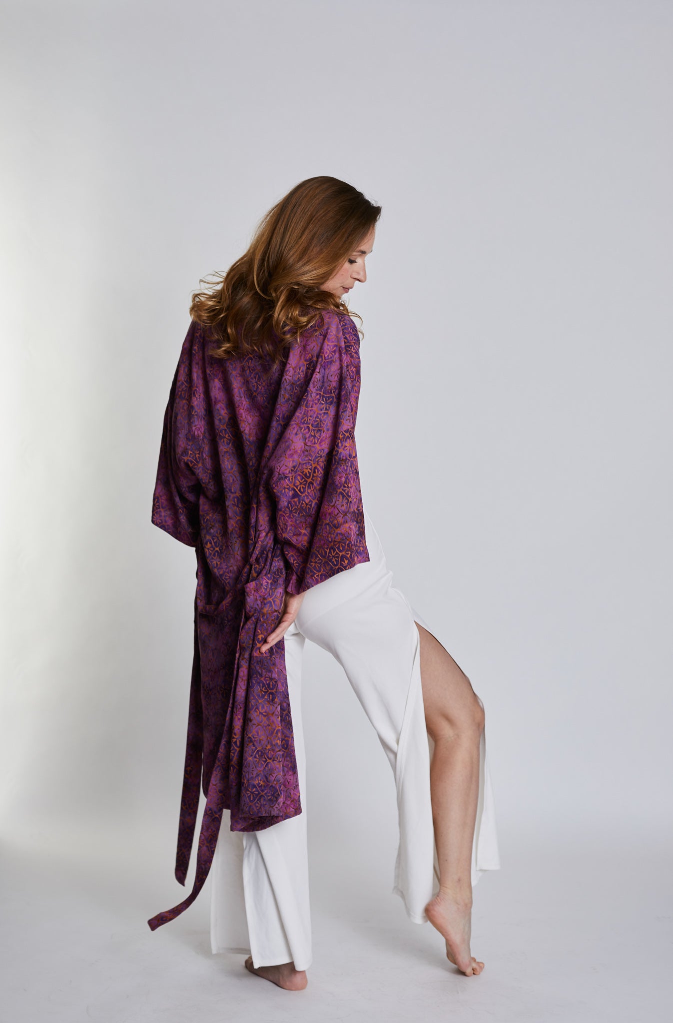 Long Purple-Gold handmade Kimono