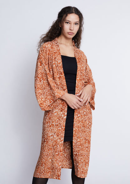 Long Light-Brown handmade Kimono