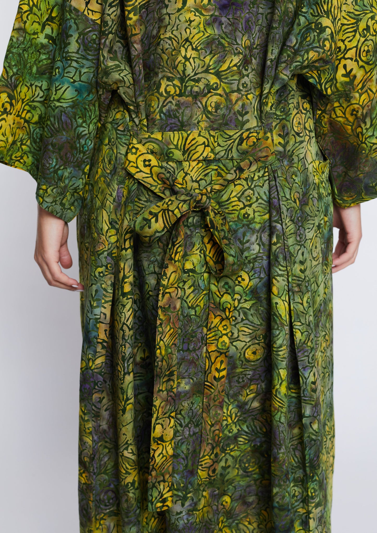 Extra long Green-Yellow handmade Kimono