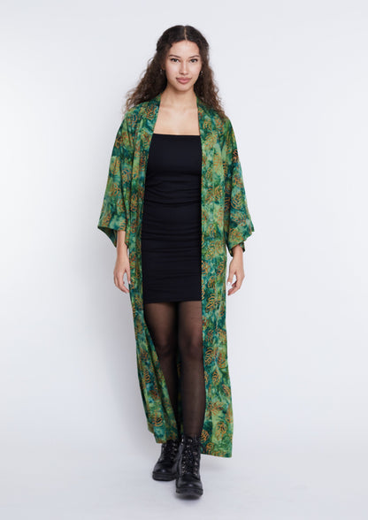 Extra langer Green-Leaves handmade Kimono
