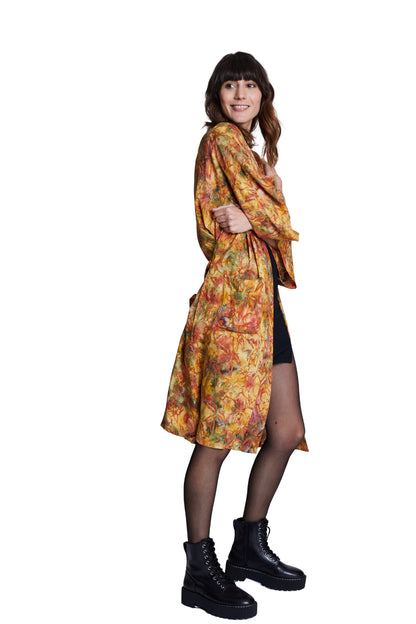 Long Multicolour-Yellow handmade Kimono