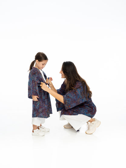 Kimono Set Long Blue-Orange – Partnerlook for Kids and Adults