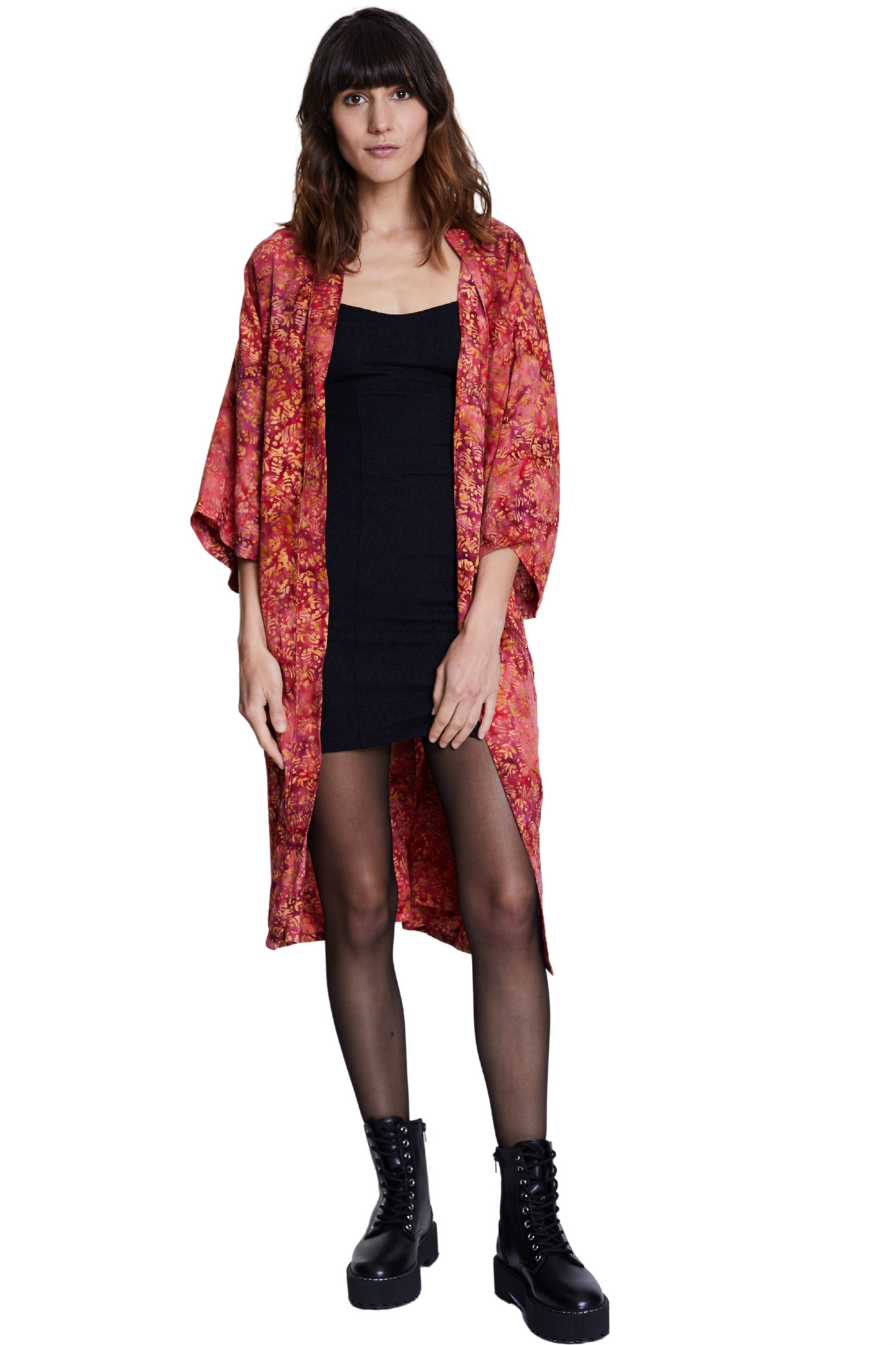 Long Red-Gold handmade Kimono