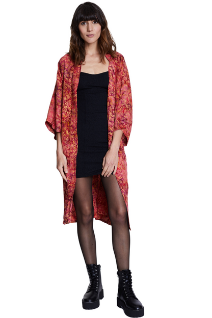 Long Red-Gold handmade Kimono