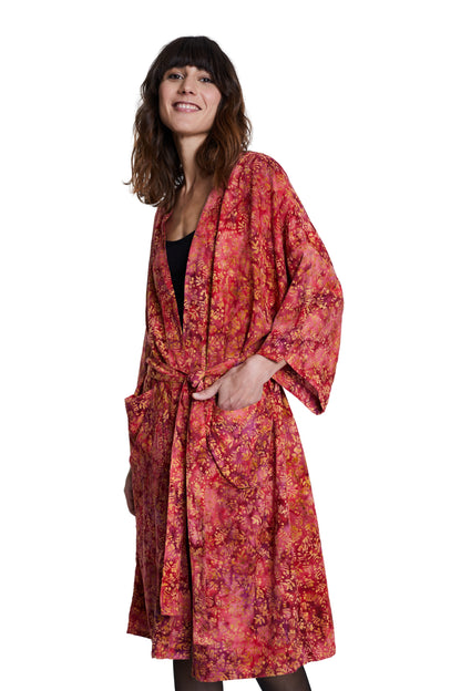 Long Red-Gold handmade Kimono