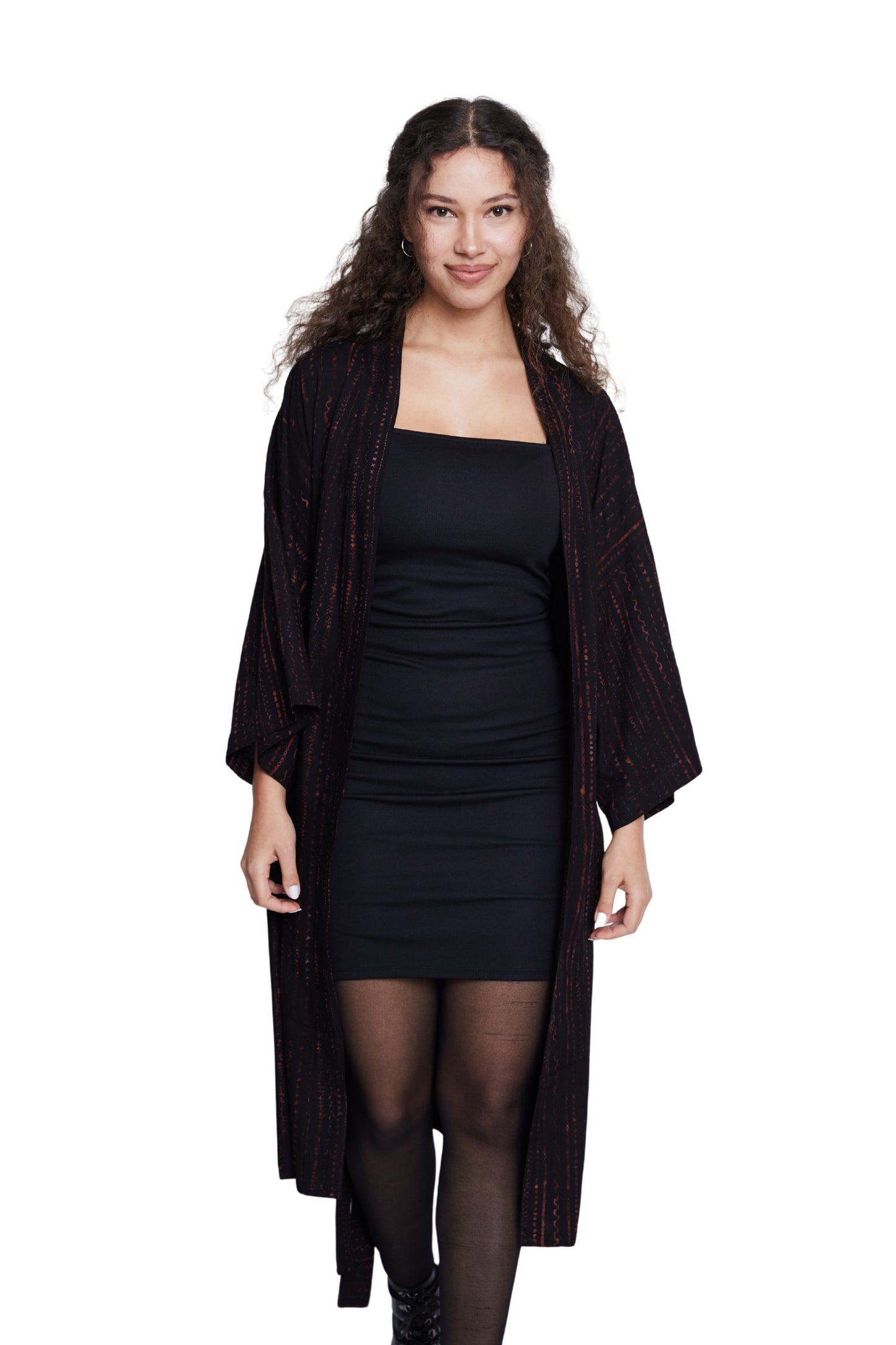 Long Brown-Stripes handmade Kimono