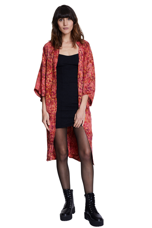 Long Red-Gold handmade Kimono
