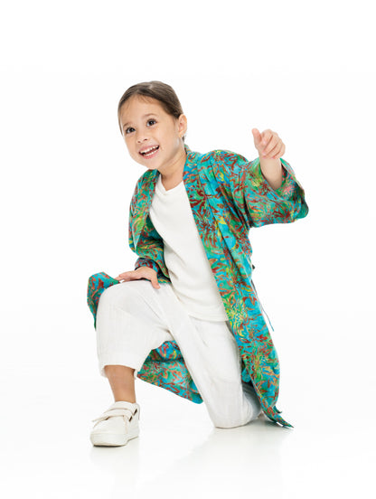 Kids Multicolour-Green handmade Kimono