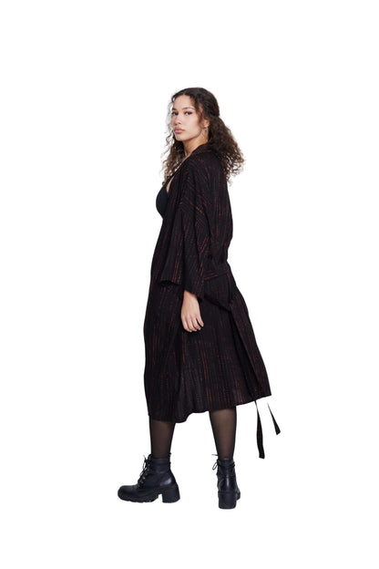 Long Brown-Stripes handmade Kimono