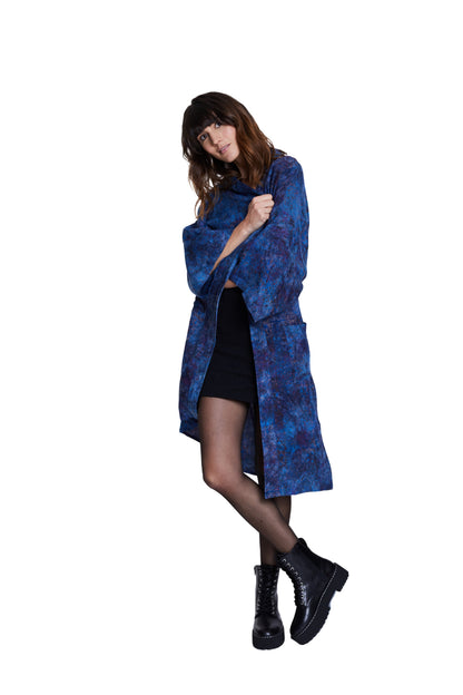 Long Midnight-Blue handmade Kimono