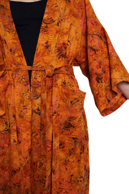 Long Sunset-Orange handmade Kimono