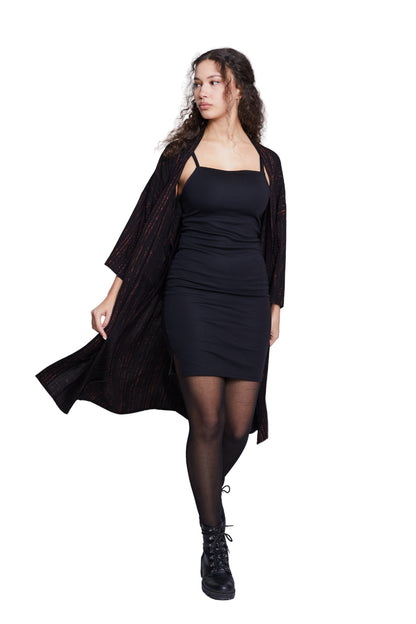 Long Brown-Stripes handmade Kimono