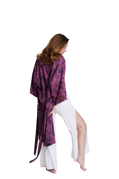 Long Purple-Gold handmade Kimono