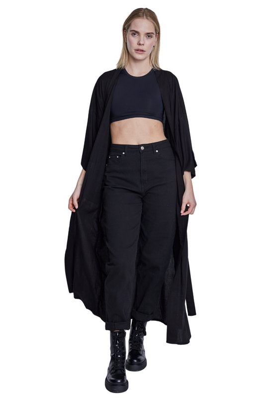 Extra long Black handmade Kimono