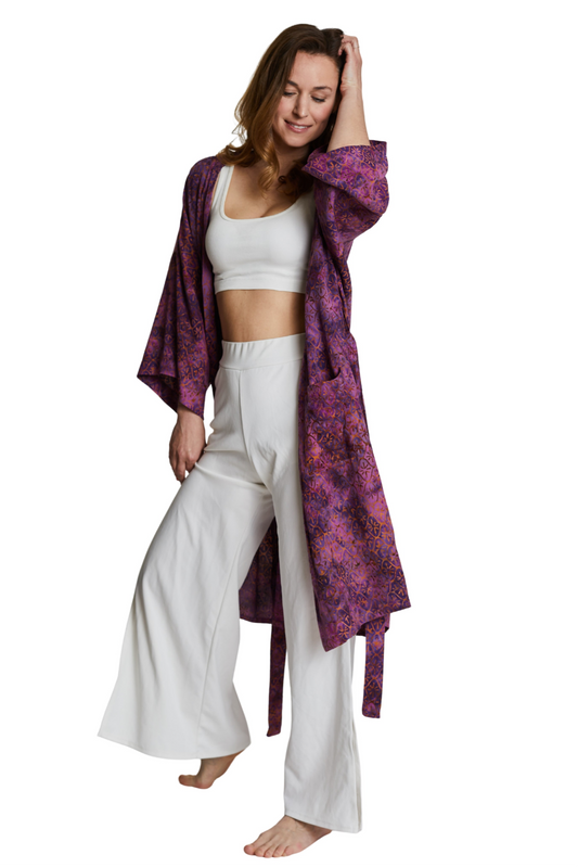 Long Purple-Gold handmade Kimono