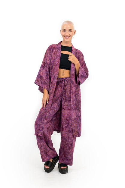 Kimono Set for Women in Purple-Gold