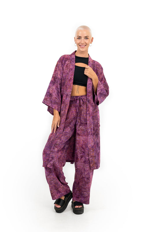 Kimono-Set für Damen in Lila-Gold