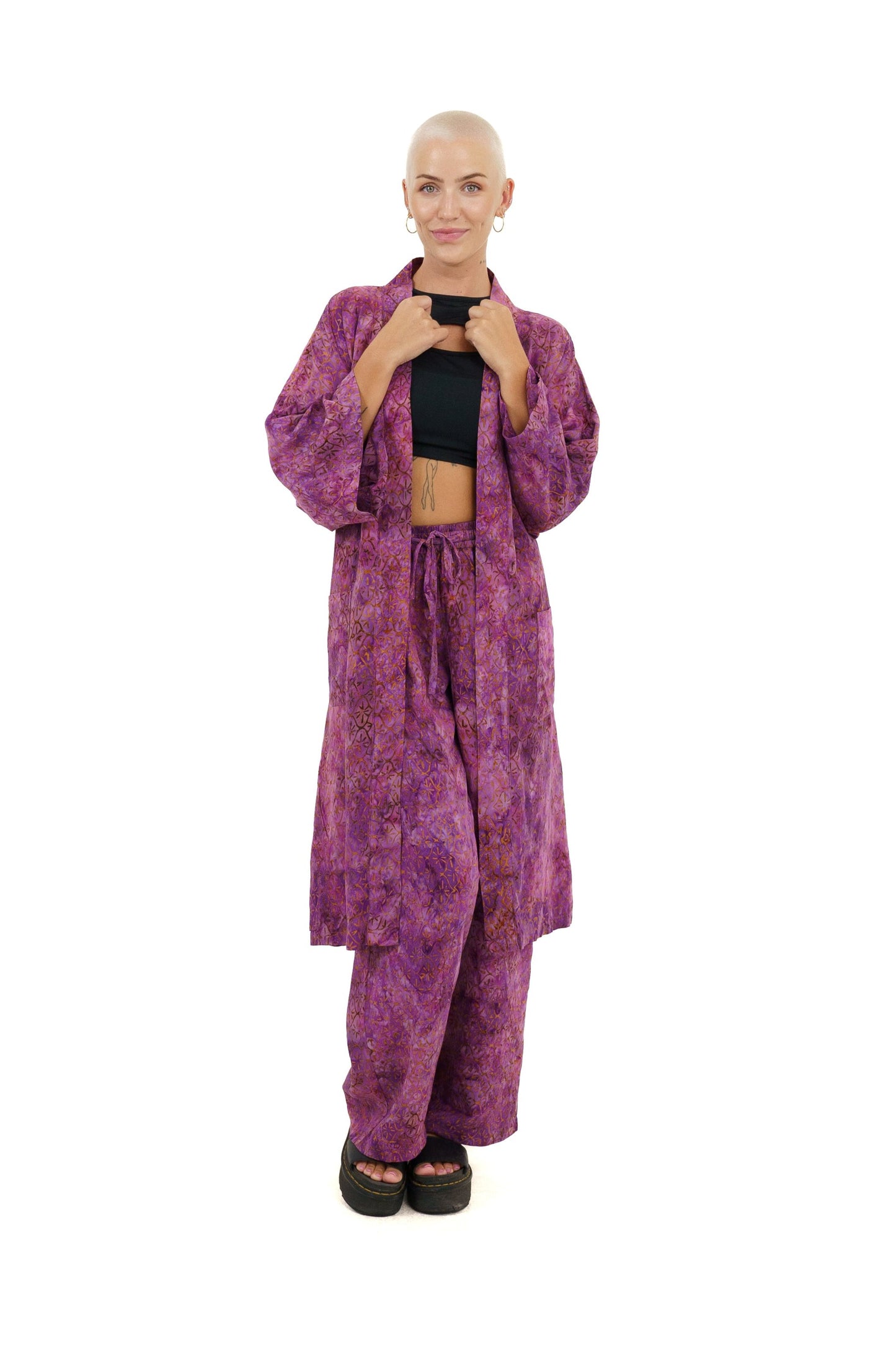 Kimono Set for Women in Purple-Gold