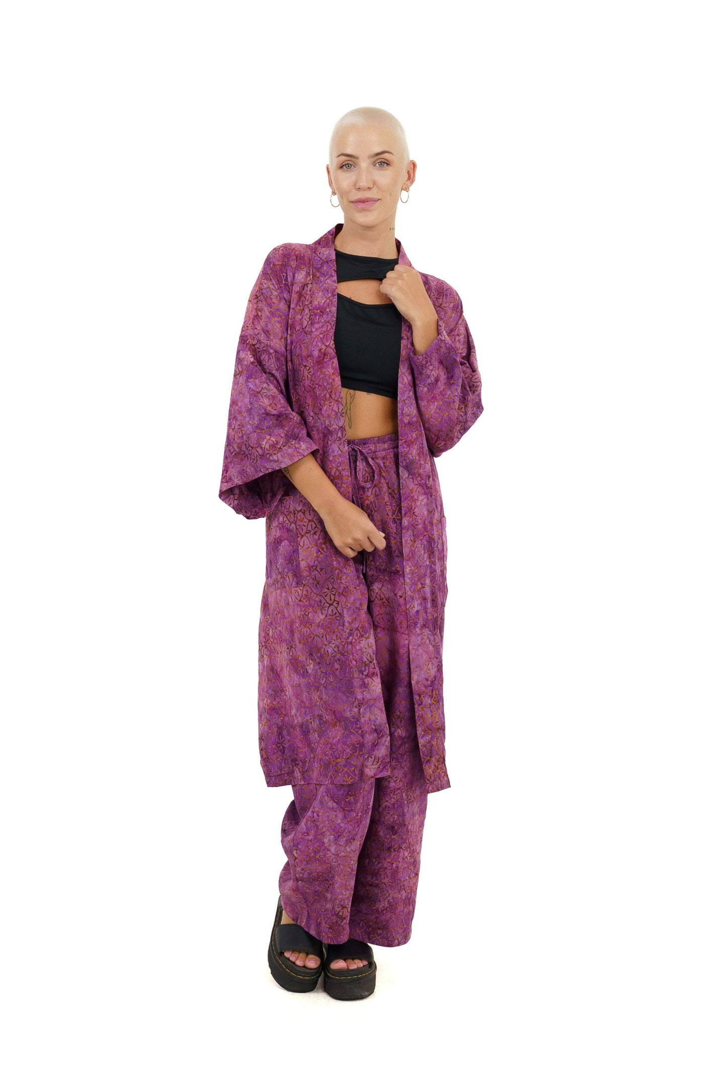 Kimono Set for Women in Purple-Gold