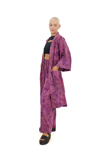 Kimono Set for Women in Purple-Gold