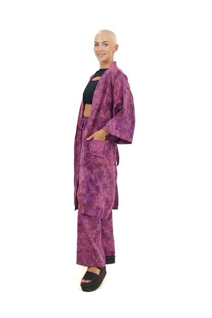 Kimono Set for Women in Purple-Gold