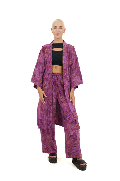 Kimono Set for Women in Purple-Gold