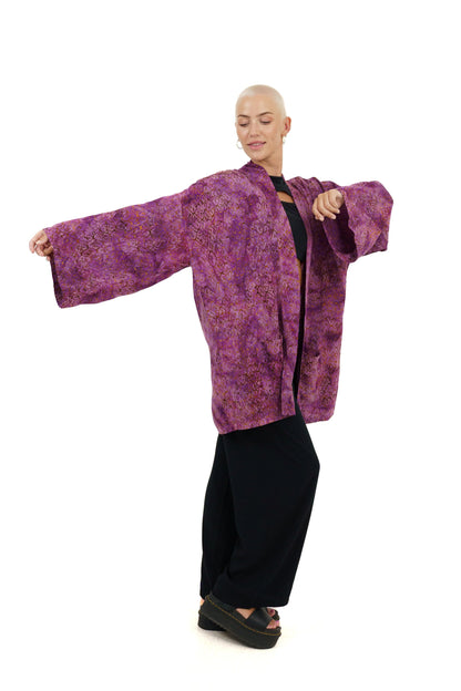 Short Purple-Gold handmade Kimono