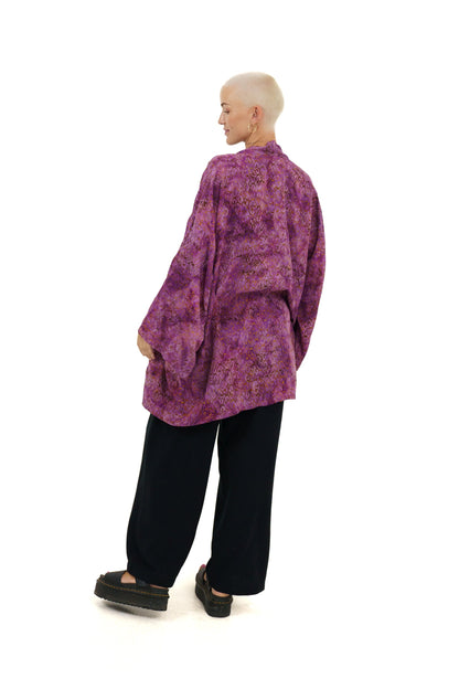 Short Purple-Gold handmade Kimono