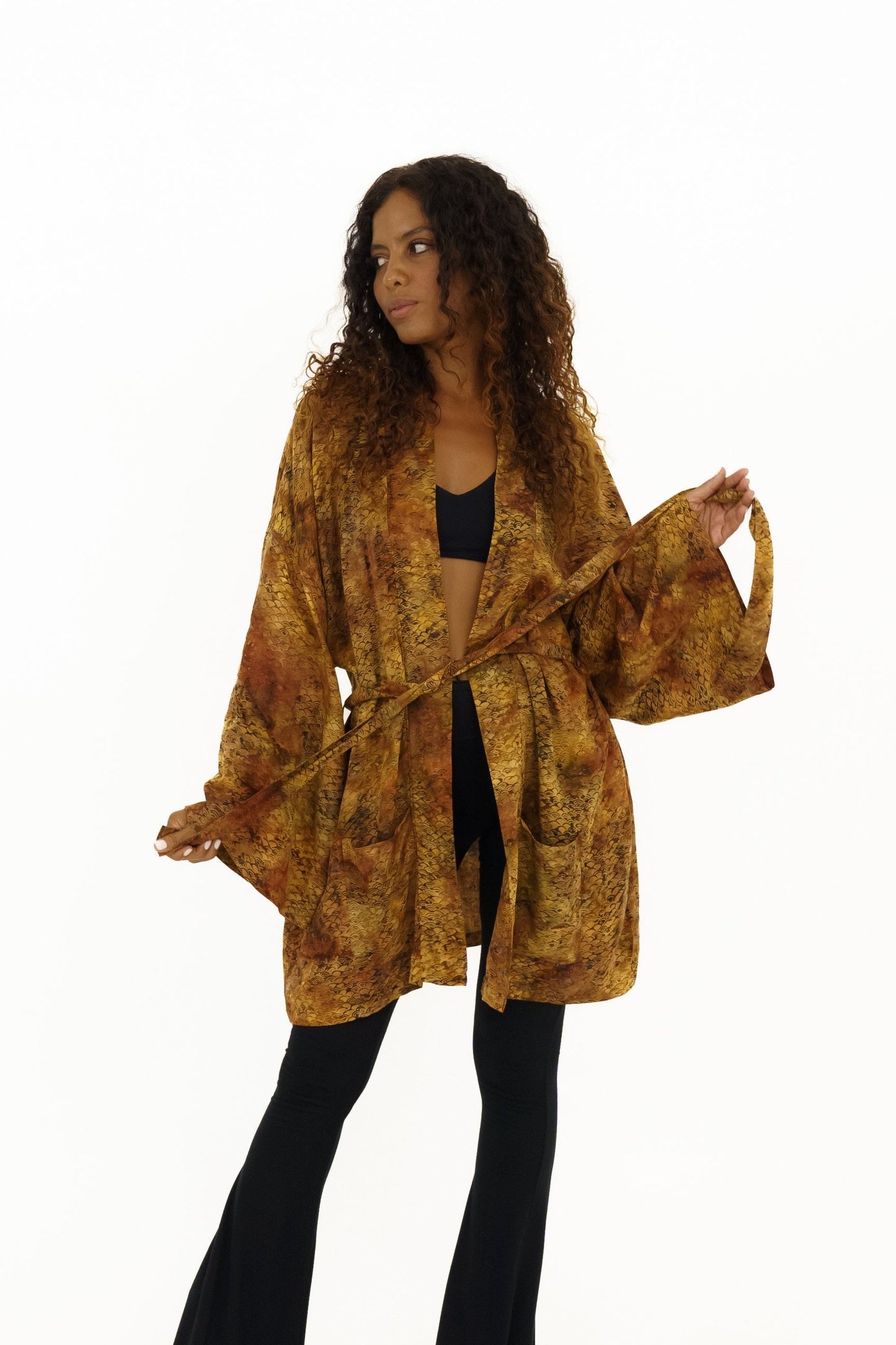 Short Mermaid-Brown handmade Kimono