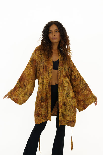 Short Mermaid-Brown handmade Kimono