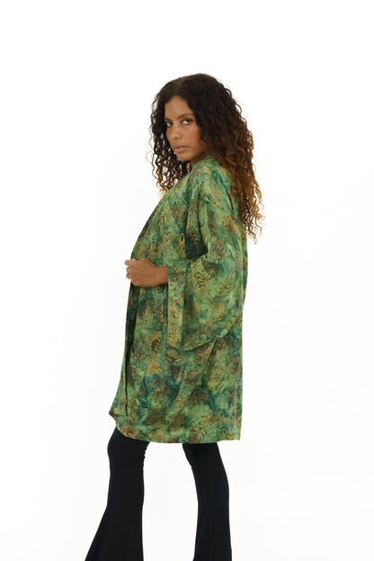 Kurzer Green-Leaves handmade Kimono